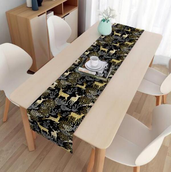 Christmas Decoration Linen Table Runners with Dwarf Elk